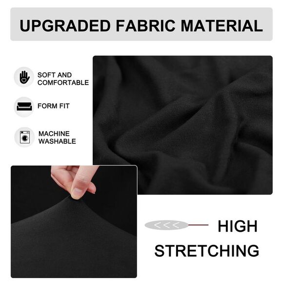Stretch Sofa Cover Solid Couch Covers with One Pillowcase Black Large - Picture 4 of 6